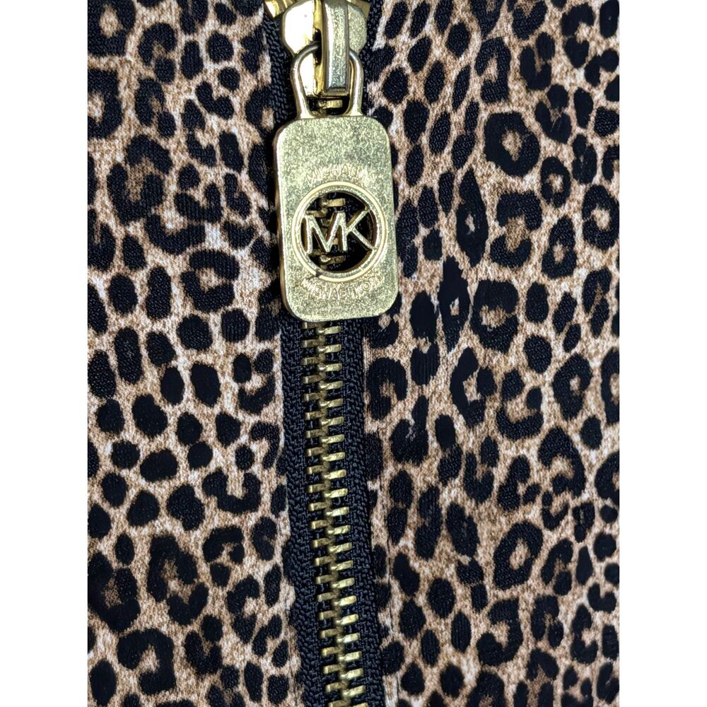 MICHAEL Michael Kors Leopard Print Half Zip Blouse Size S Gold MK - Picture 5 of 6